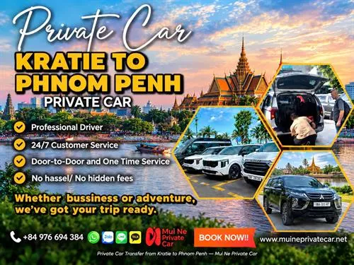 Kratie to Phnom Penh Private Car Transfer